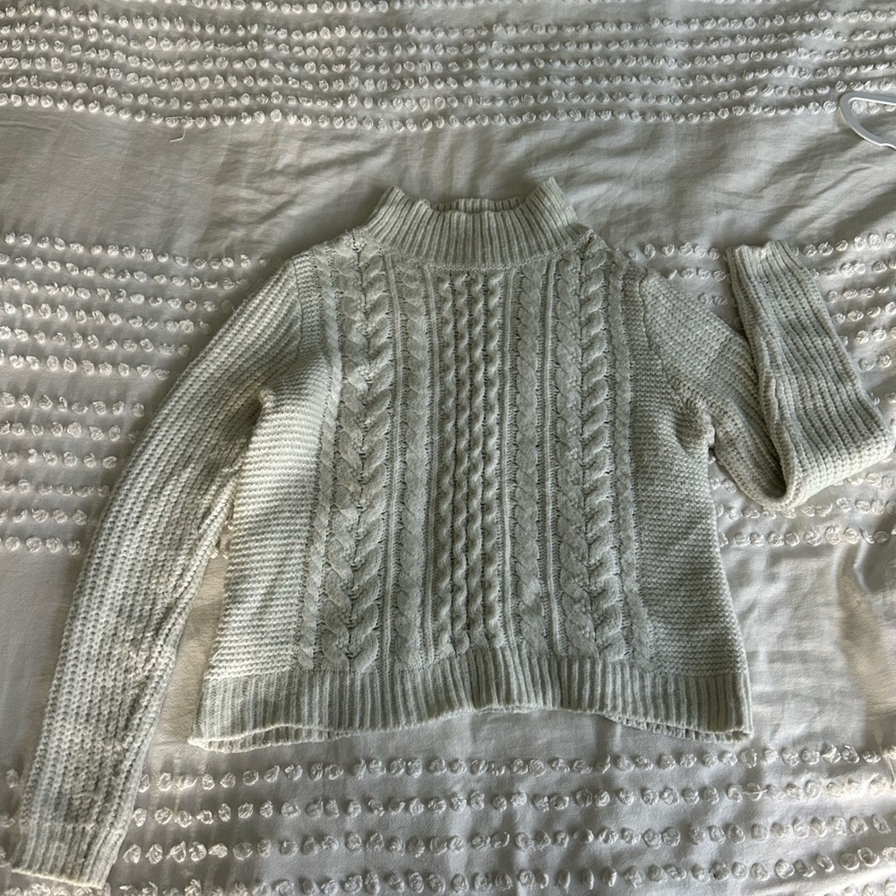 Loft Cable chunky Knit Cropped Turtle Neck Sweater